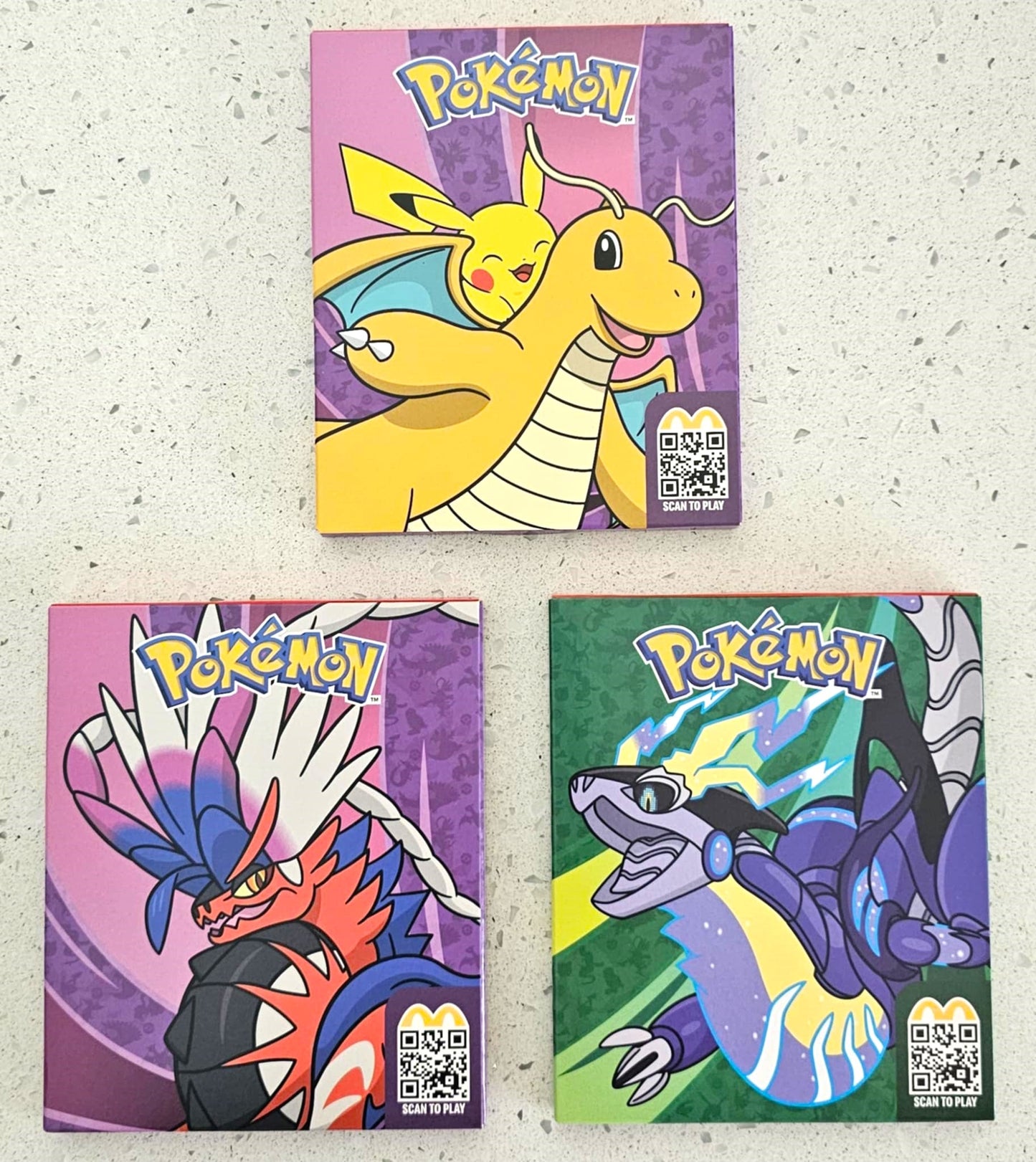 2025 MCDONALDS PROMO 3 PACK - PIKACHU AND DRAGONITE, MIRAIDON, KORAIDON