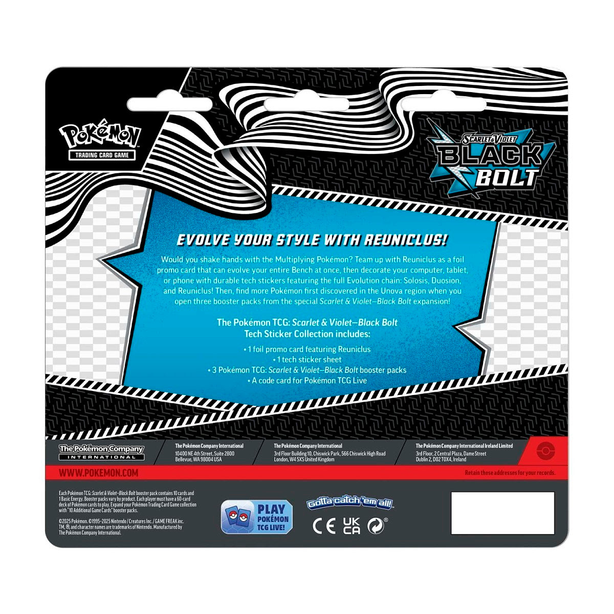 BLACK BOLT TECH STICKER COLLECTION (REUNICLUS) - SCARLET & VIOLET POKEMON TCG